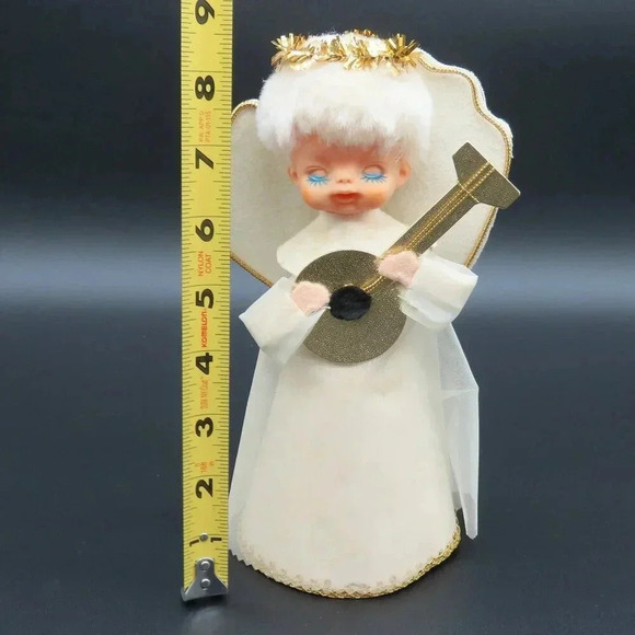 Vintage 8” Angel Rubber Face Tree Christmas Topper Kitschy - Picture 2 of 6